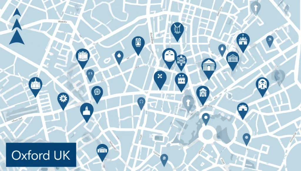 Map showing different areas in oxford -blueprint