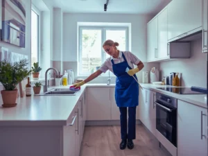 Cleaner is cleaning Commercial kitchen in oxford